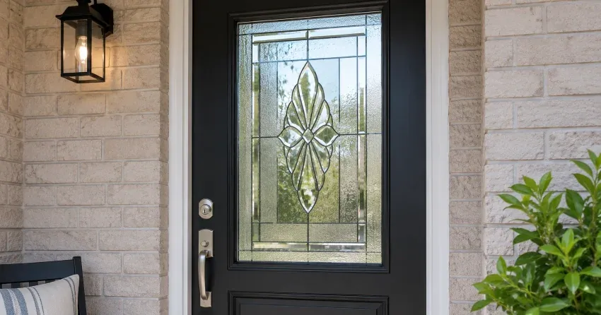 technician replacing a cracked decorative glass panel in Windfields, Oshawa