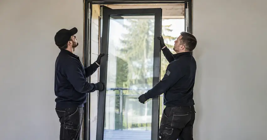 new glass panel being fitted into door frame in Windfields, Oshawa