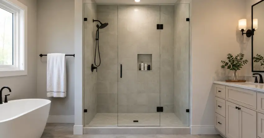 new frameless glass shower door installed in Oshawa