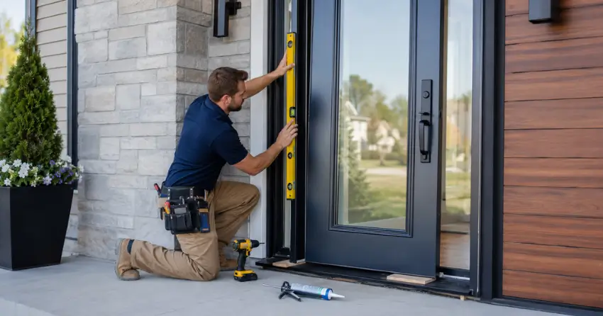 glass outside door installation with energy-efficient double-pane glazing in Columbus, Oshawa