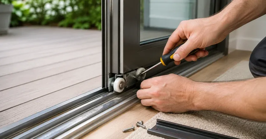 sliding door fix McLaughlin, Oshawa technician diagnosing track issue